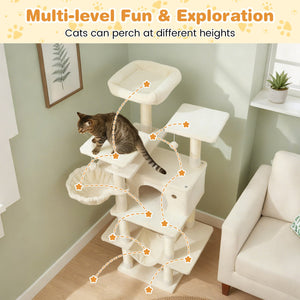 Large Cat Tree for Indoor Cats 63 inches Tall Cat Tower-Beige view 6