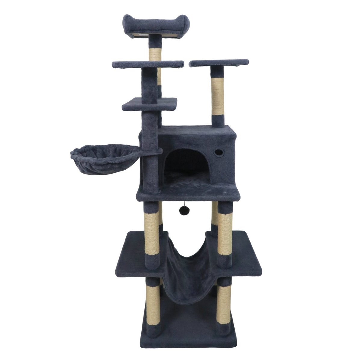 Large Cat Tree for Indoor Cats 63 inches Tall Cat Tower-Dark Gray