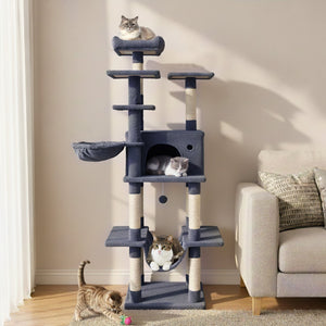 Large Cat Tree for Indoor Cats 63 inches Tall Cat Tower-Dark Gray view 2
