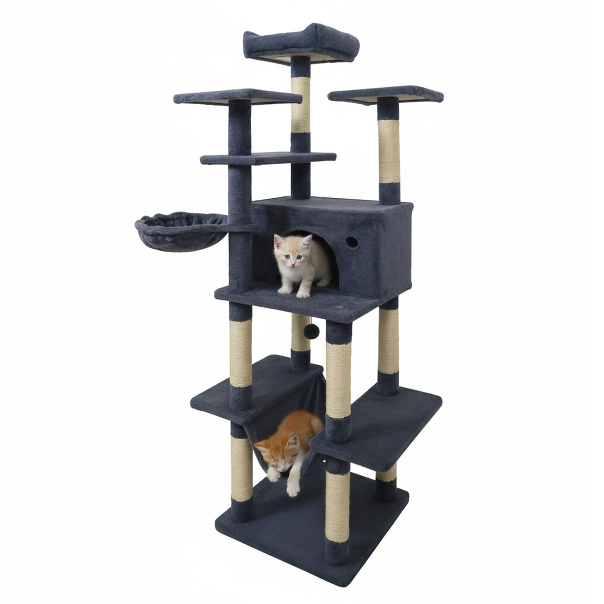 Large Cat Tree for Indoor Cats 63 inches Tall Cat Tower-Dark Gray view 4