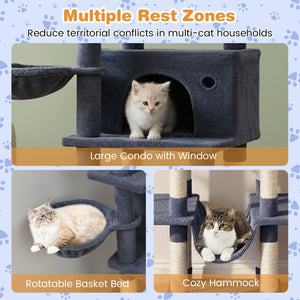 Large Cat Tree for Indoor Cats 63 inches Tall Cat Tower-Dark Gray view 9