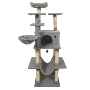 Large Cat Tree for Indoor Cats 63 inches Tall Cat Tower-Lght Gray