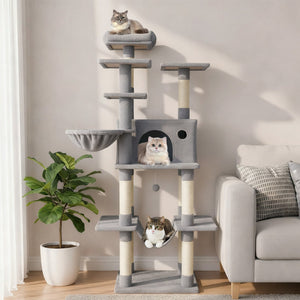 Large Cat Tree for Indoor Cats 63 inches Tall Cat Tower-Lght Gray view 2