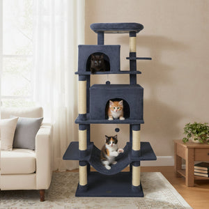 Large Cat Tree for Indoor Cats 70 inches Tall Cat Tower-Dark Gray view 3