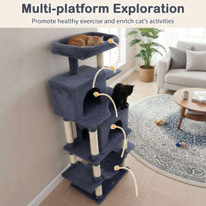 Large Cat Tree for Indoor Cats 70 inches Tall Cat Tower-Dark Gray view 6