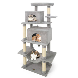 Large Cat Tree for Indoor Cats 70 inches Tall Cat Tower-Light Gray