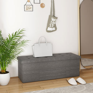 Fabric Folding Storage with Divider Bed End Bench-Dark Gray view 2