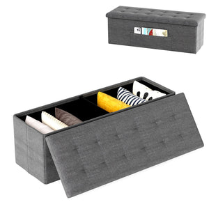 Fabric Folding Storage with Divider Bed End Bench-Dark Gray view 6
