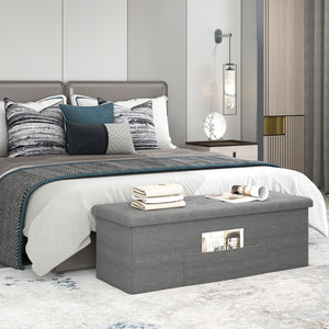 Fabric Folding Storage with Divider Bed End Bench-Dark Gray view 7