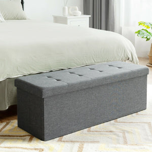 Fabric Folding Storage with Divider Bed End Bench-Light Gray view 2
