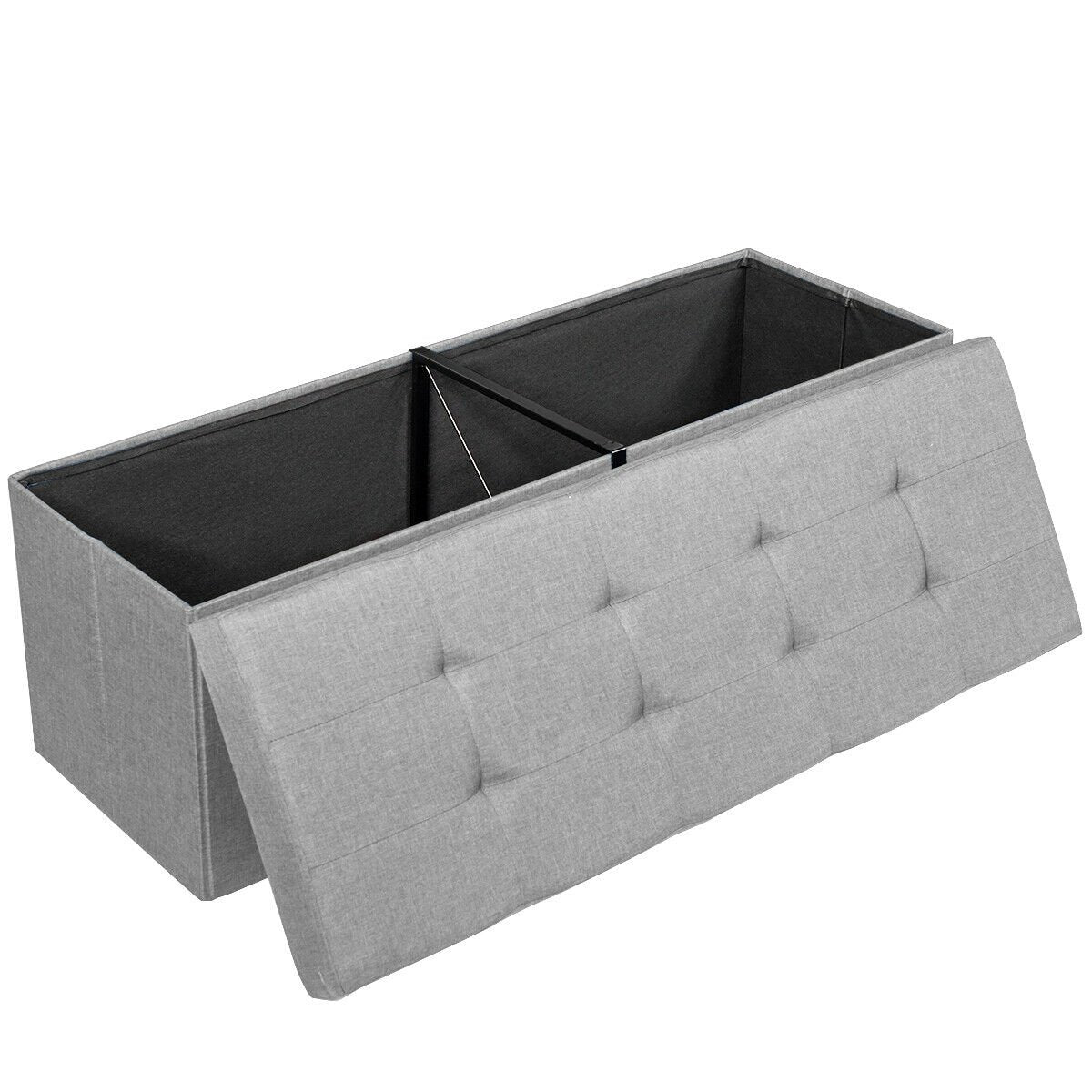 Fabric Folding Storage with Divider Bed End Bench-Light Gray view 7