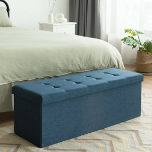 Fabric Folding Storage with Divider Bed End Bench-Navy view 2