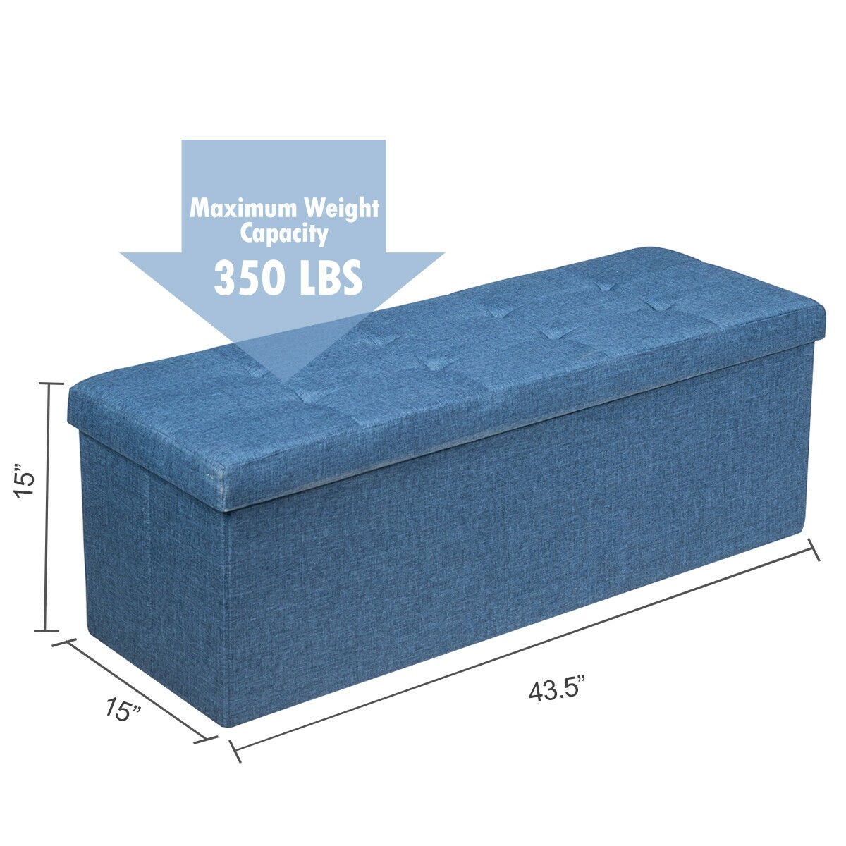 Fabric Folding Storage with Divider Bed End Bench-Navy view 4