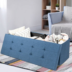 Fabric Folding Storage with Divider Bed End Bench-Navy view 6