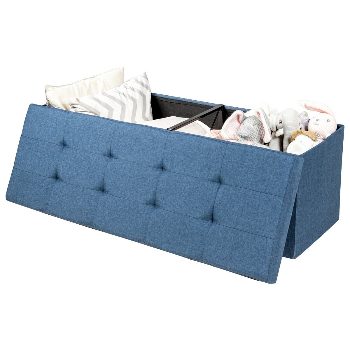 Fabric Folding Storage with Divider Bed End Bench-Navy view 7