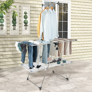 Large Foldable Clothes Drying Rack with Tall Hanging Bar view 3