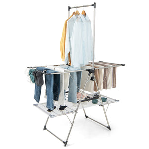 Large Foldable Clothes Drying Rack with Tall Hanging Bar view 4