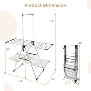 Large Foldable Clothes Drying Rack with Tall Hanging Bar view 5