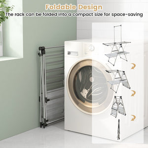 Large Foldable Clothes Drying Rack with Tall Hanging Bar view 6