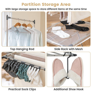 Large Foldable Clothes Drying Rack with Tall Hanging Bar view 7