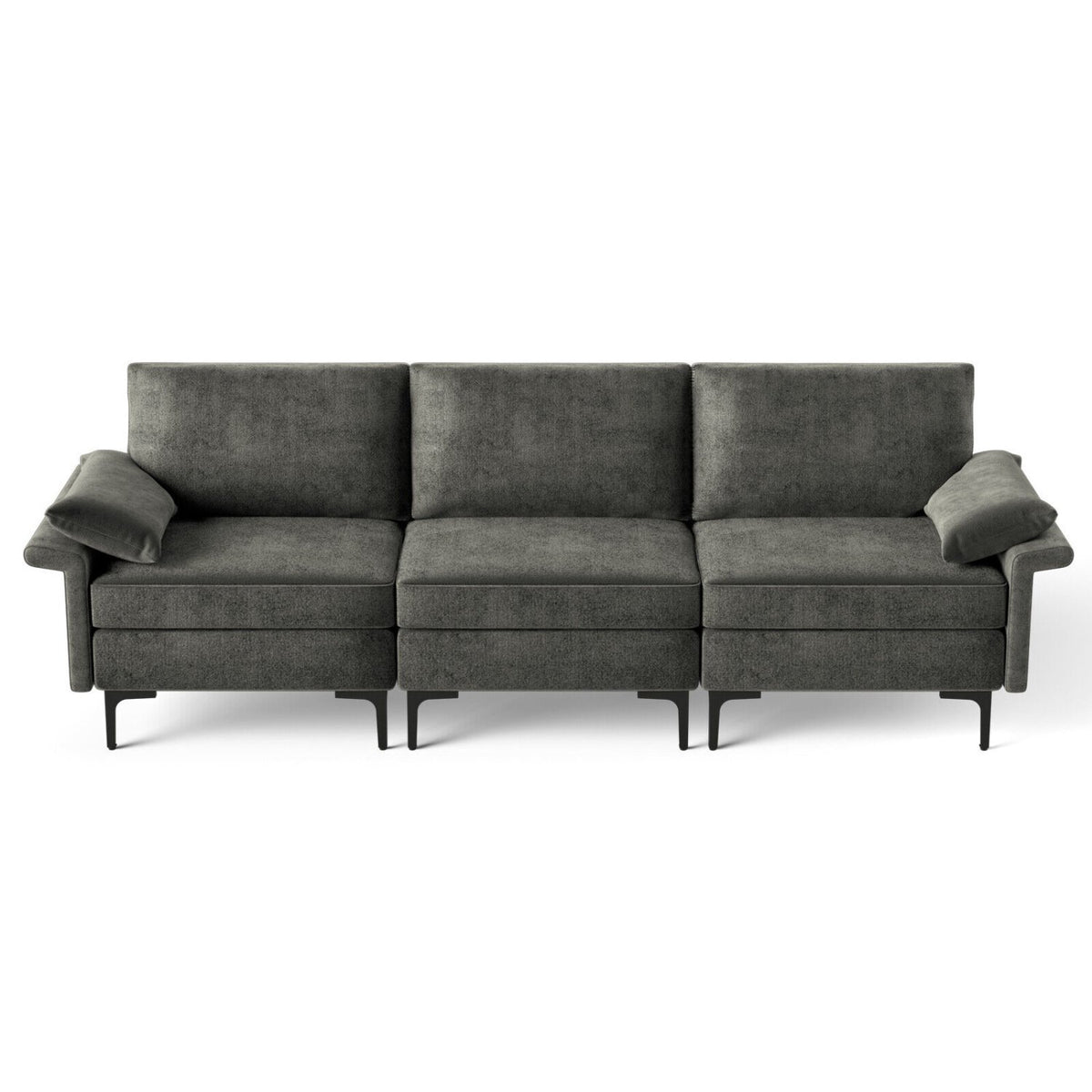 Large 3-Seat Sofa Sectional with Metal Legs for 3-4 people-Gray view 4