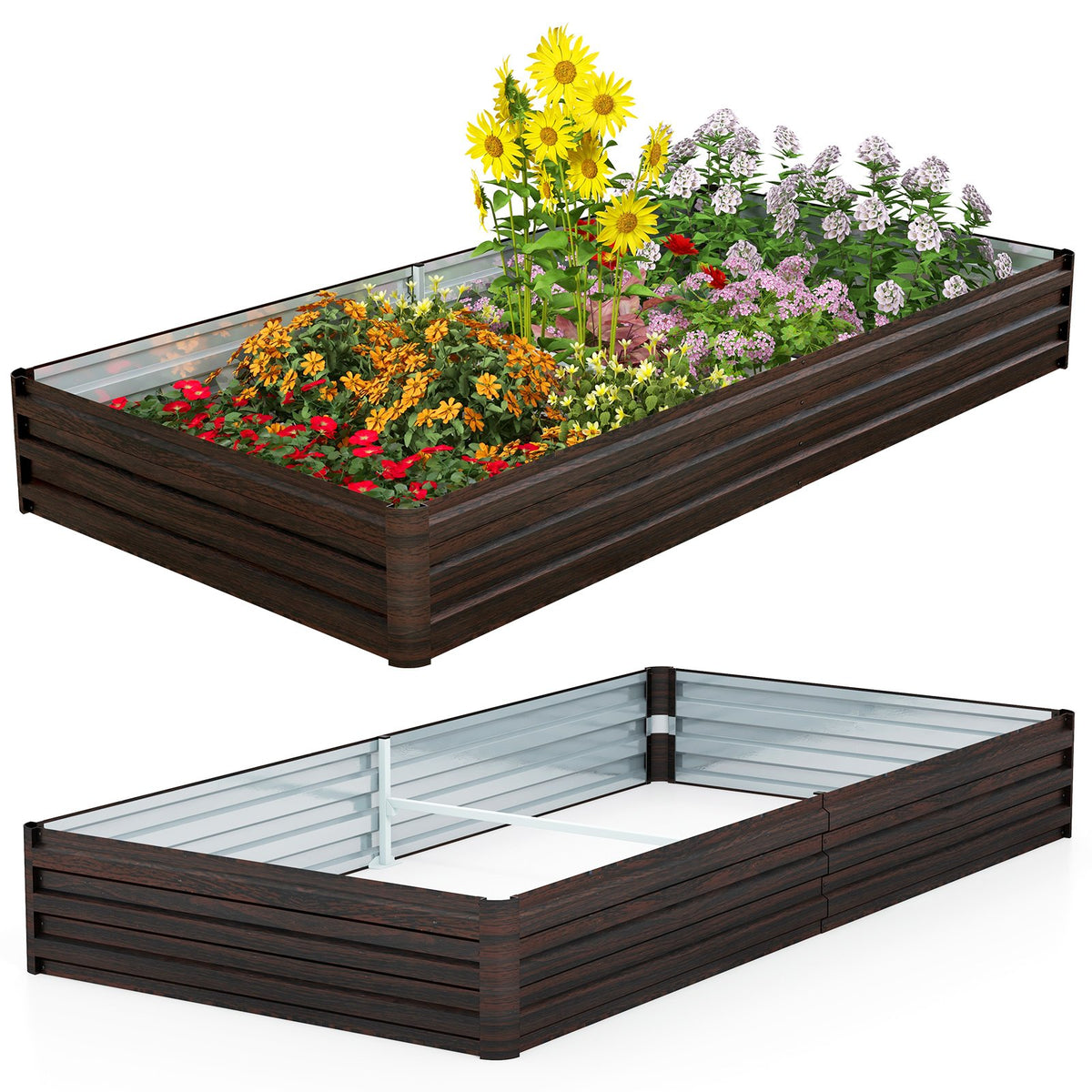 Large Outdoor Metal Planter Box for Vegetable Fruit Herb Flower-Coffee view 4
