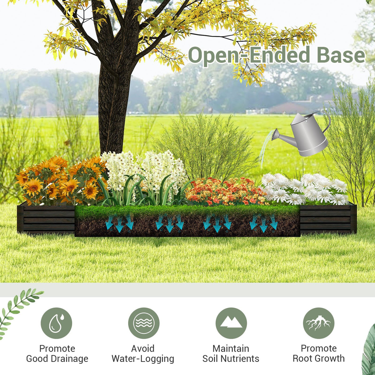 Large Outdoor Metal Planter Box for Vegetable Fruit Herb Flower-Coffee view 6