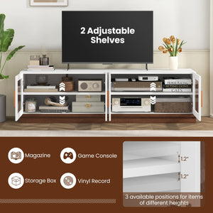 Large TV Stand for TVs up to 75 Inch with 4 Tempered Glass Doors for Living Room-White view 9