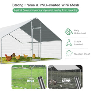 13 x 13 Feet Walk-in Chicken Coop with Waterproof Cover for Outdoor Backyard Farm view 5
