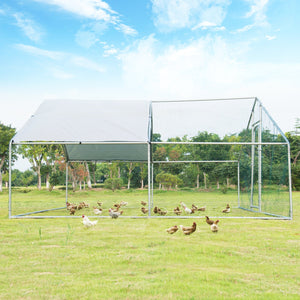 13 x 13 Feet Walk-in Chicken Coop with Waterproof Cover for Outdoor Backyard Farm view 6