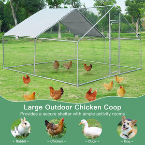 13 x 13 Feet Walk-in Chicken Coop with Waterproof Cover for Outdoor Backyard Farm view 9