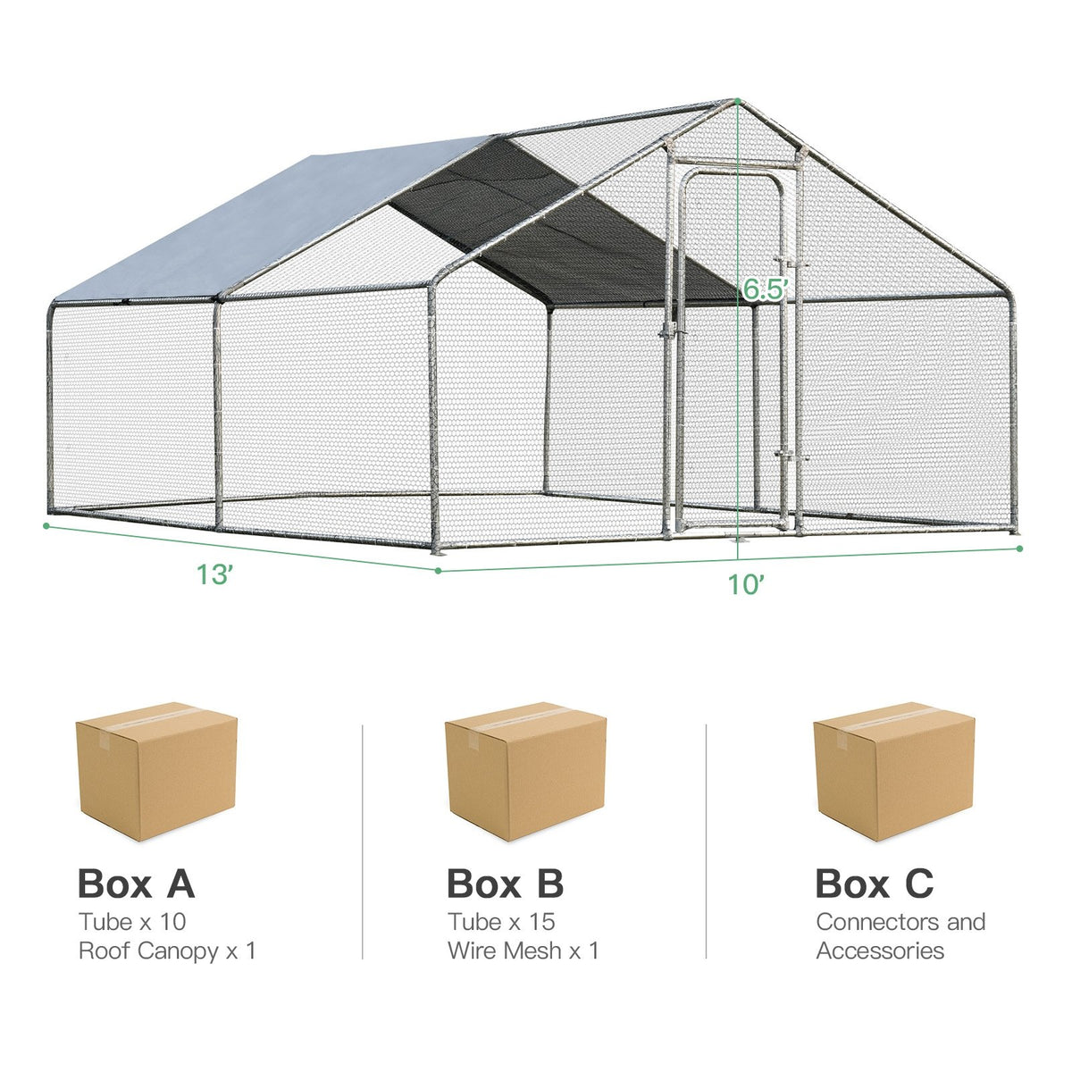 Large Walk in Shade Cage Chicken Coop with Roof Cover-M view 4