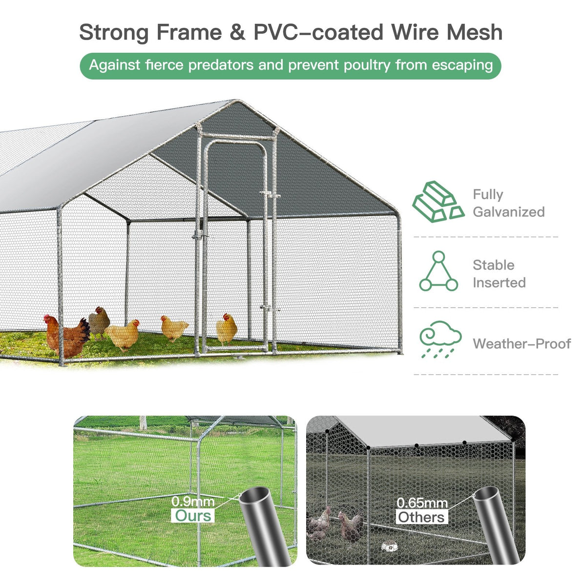 Large Walk in Shade Cage Chicken Coop with Roof Cover-M view 5