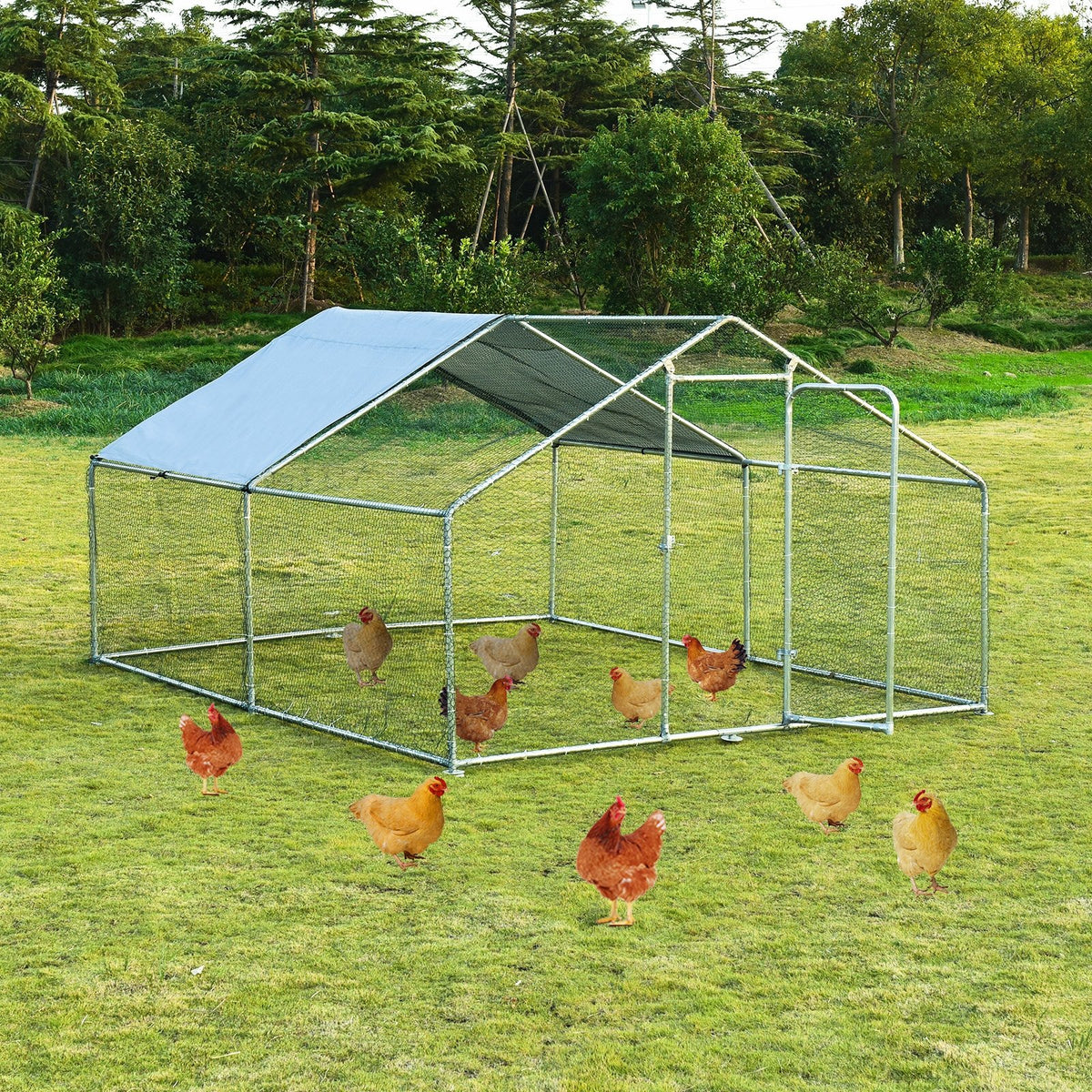 Large Walk in Shade Cage Chicken Coop with Roof Cover-M view 6