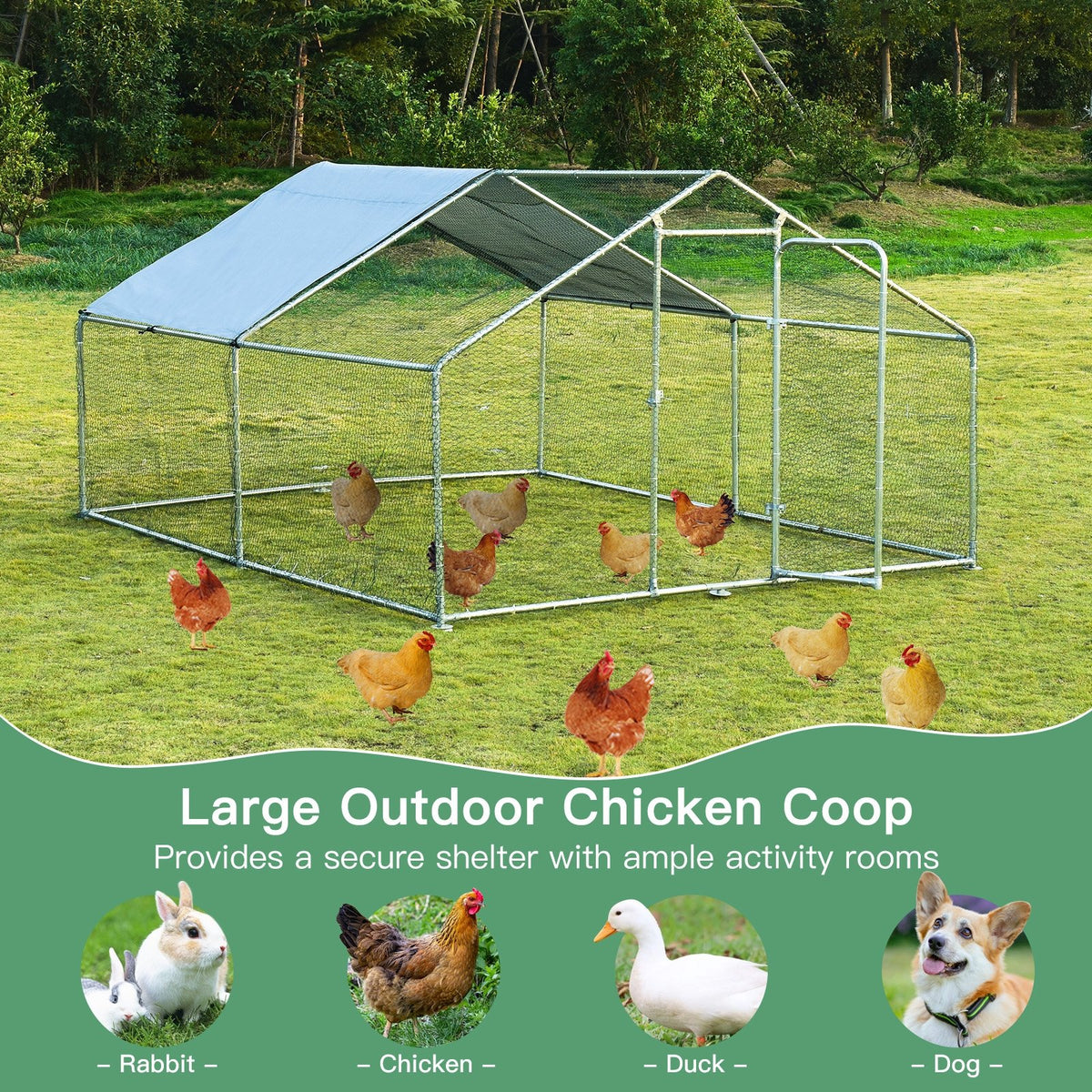 Large Walk in Shade Cage Chicken Coop with Roof Cover-M view 8