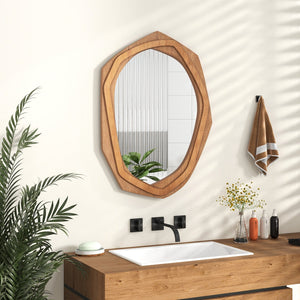 Large Water Proof Irregular Framed Decoration Wall Mirror with Expansion Screws-Natural view 3