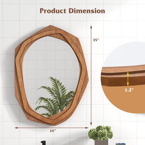 Large Water Proof Irregular Framed Decoration Wall Mirror with Expansion Screws-Natural view 4