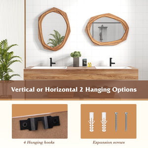 Large Water Proof Irregular Framed Decoration Wall Mirror with Expansion Screws-Natural view 7