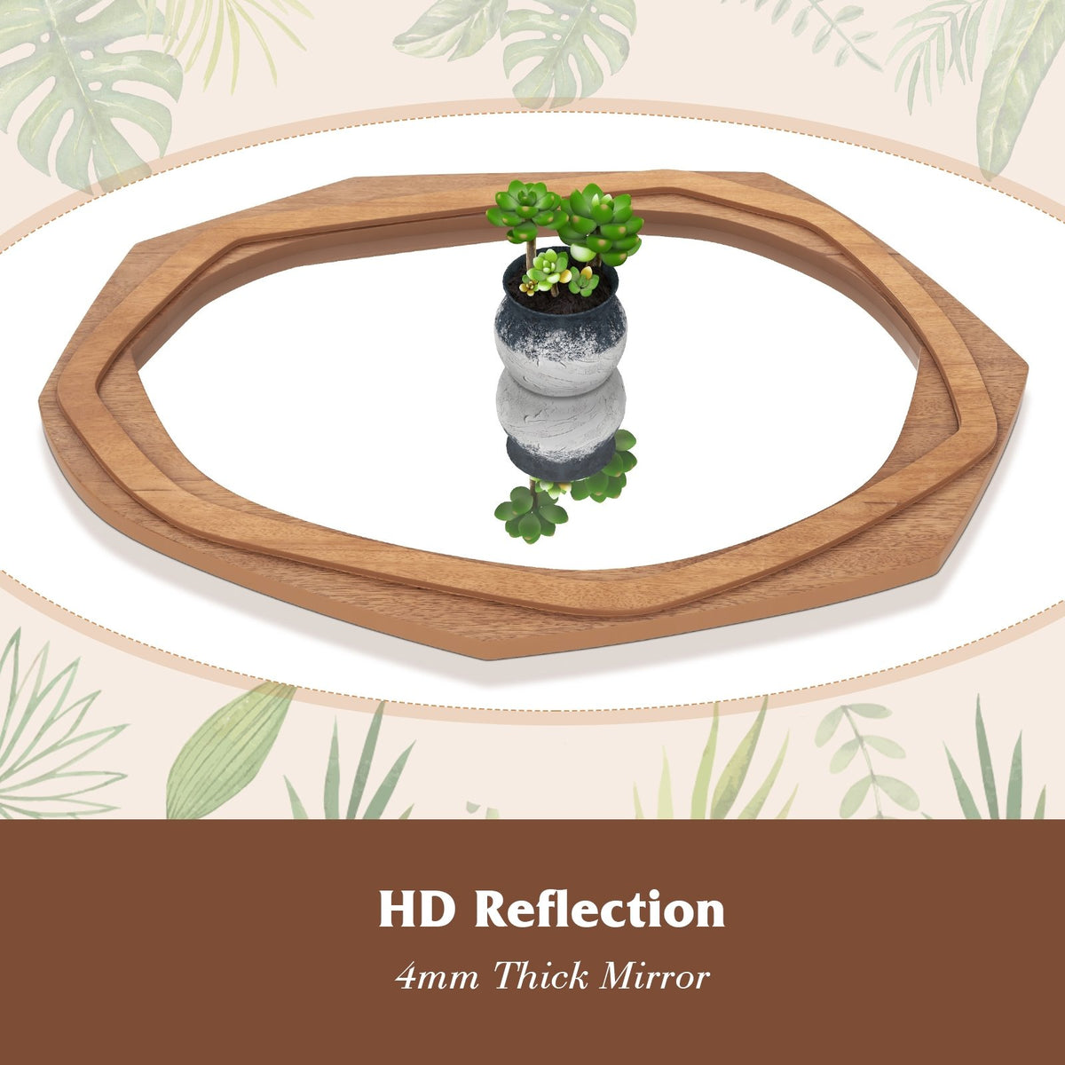 Large Water Proof Irregular Framed Decoration Wall Mirror with Expansion Screws-Natural view 8