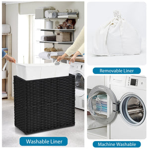Laundry Hamper with Wheels and Lid-Black view 6