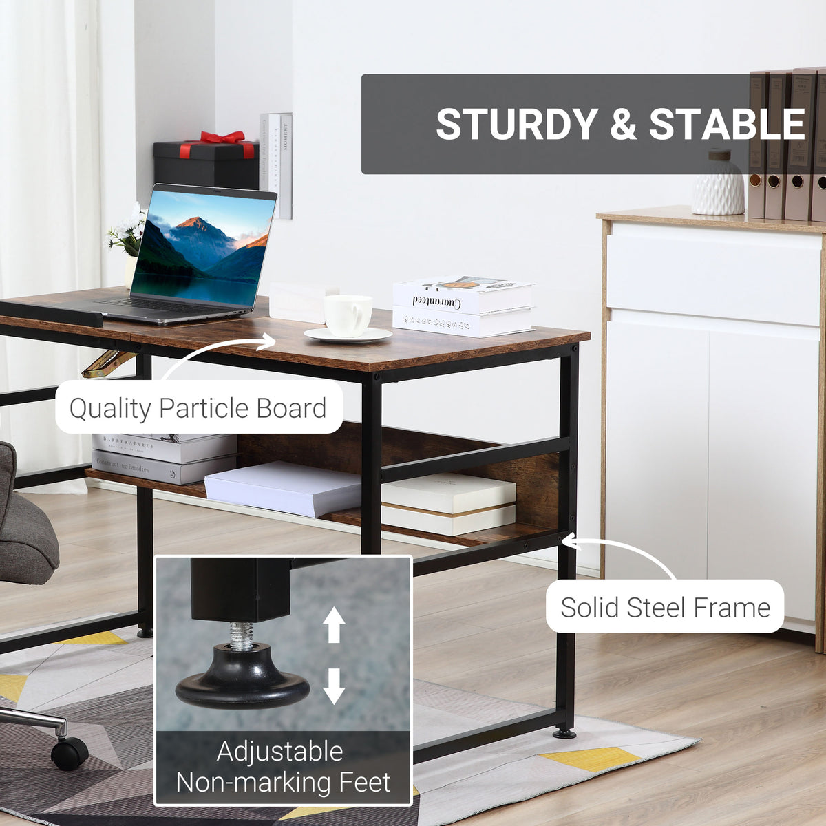 Adjustable Drafting Table Art Desk Drawing Table Craft Desk Workstation for Painting Multifunctional Writing Desk with Tiltable Tabletop and Storage Shelf Rustic Brown
