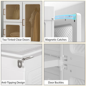 Portable Wardrobe, Foldable Plastic Closet with 8 Compartments, 2 Hanging Rods and Magnetic Clear Doors – view 6