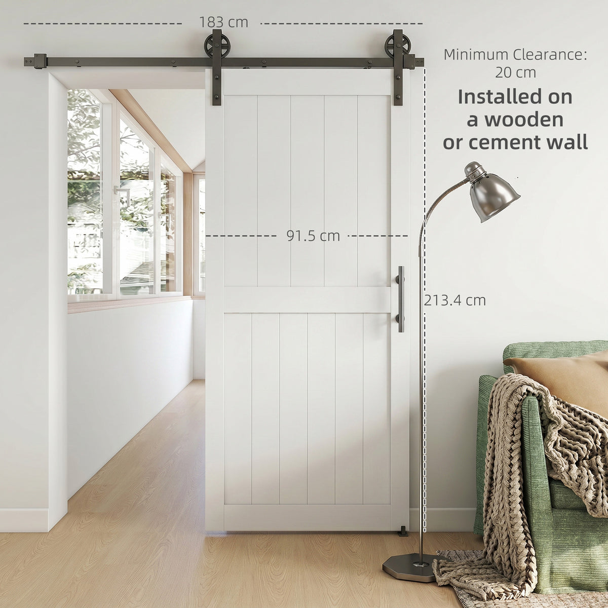 36inx84in Barn Door with 6FT Sliding Door Hardware Kit, Handle, Upgraded Rollers and Floor Guide – view 4