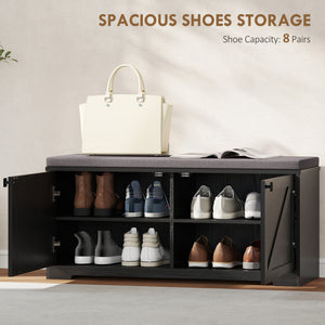 Shoe Storage Bench with Padded Seat, Entryway Bench Holds up to 352 lb, Shoe Organizer, 8 Pairs, Light Grey – view 10