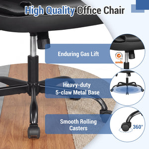 Leather Office Chair Ergonomic Computer Desk Chair with Flip-up Armrests Rocking Function-Black view 5