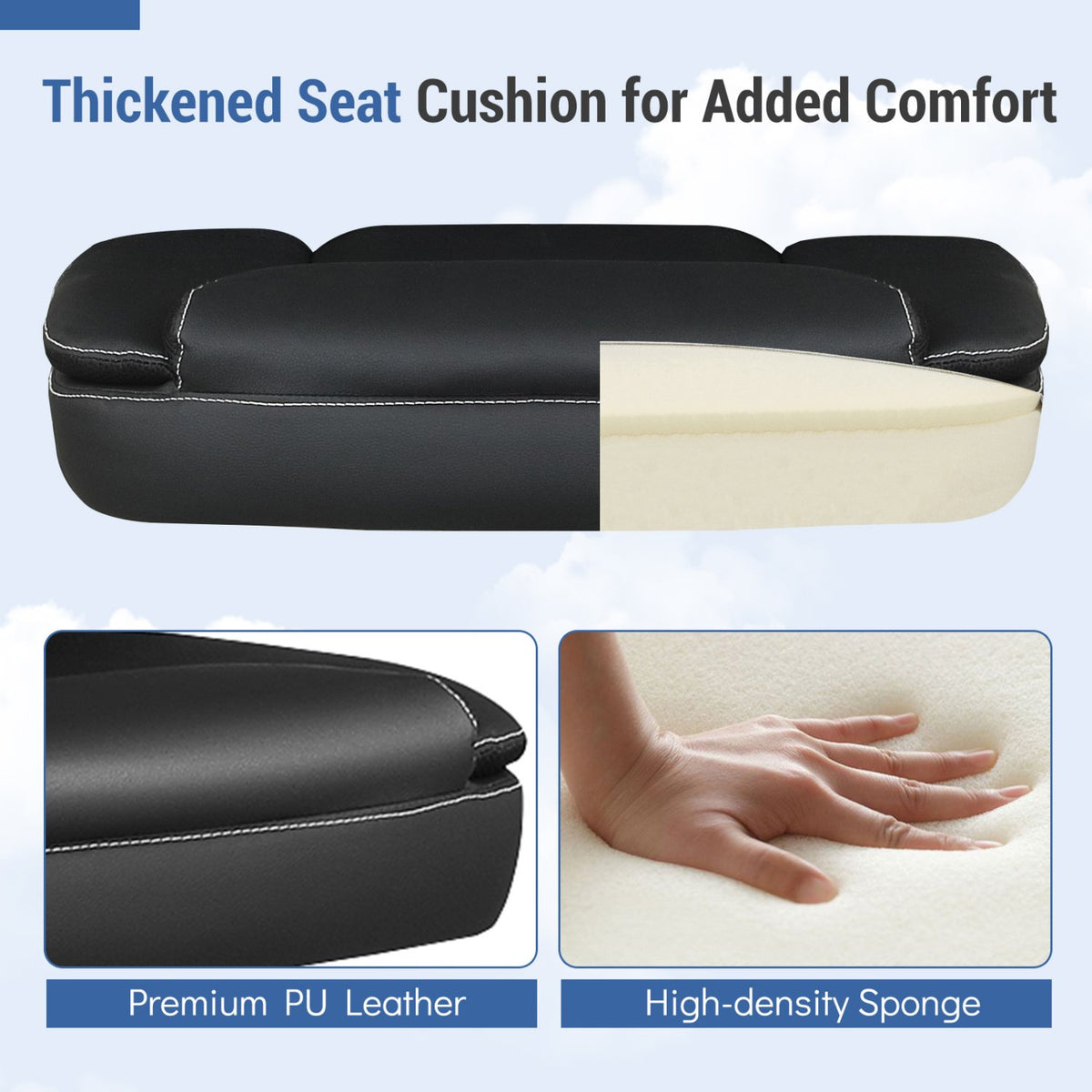 Leather Office Chair Ergonomic Computer Desk Chair with Flip-up Armrests Rocking Function-Black view 7