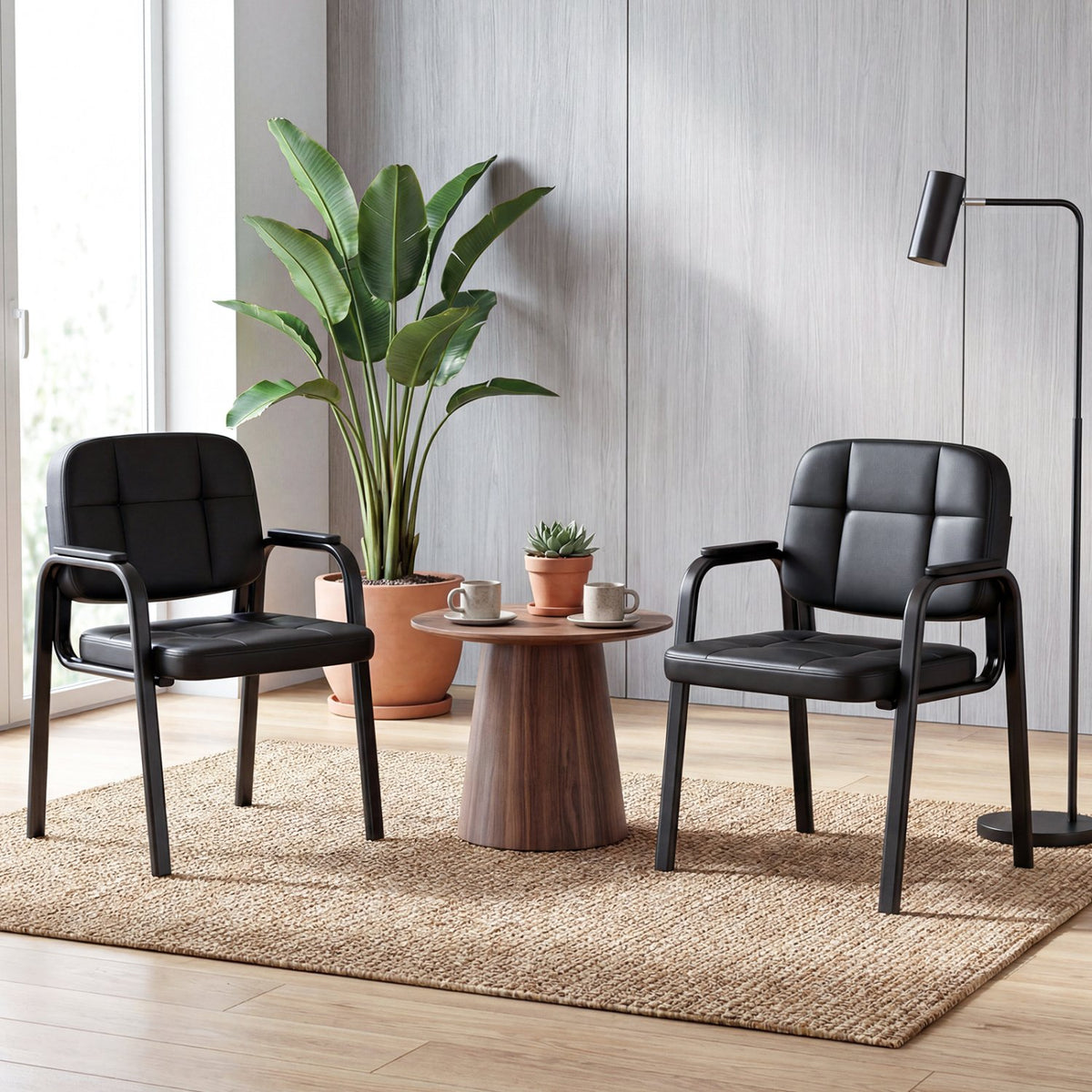 Leather Office Reception Chairs Waiting Room Guest Chairs Set of 2 view 2