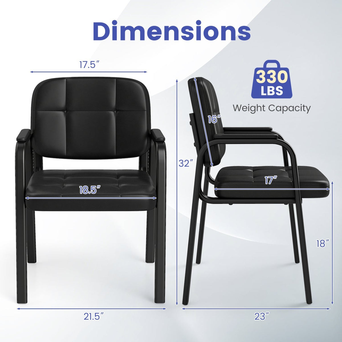 Leather Office Reception Chairs Waiting Room Guest Chairs Set of 2 view 3