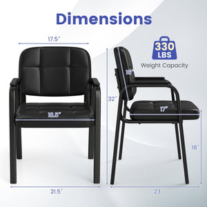 Leather Office Reception Chairs Waiting Room Guest Chairs Set of 2 view 3