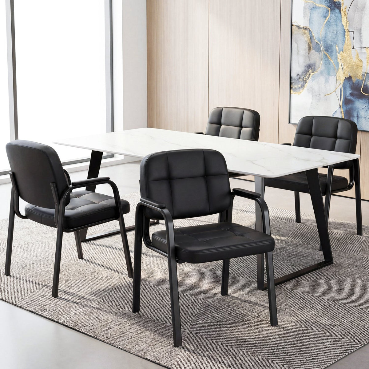 Leather Office Reception Chairs Waiting Room Guest Chairs Set of 2 view 5